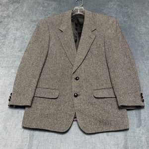 Buckingham Sport Coat Mens 38 Black Herringbone Wool Notch Lapel Business Blazer